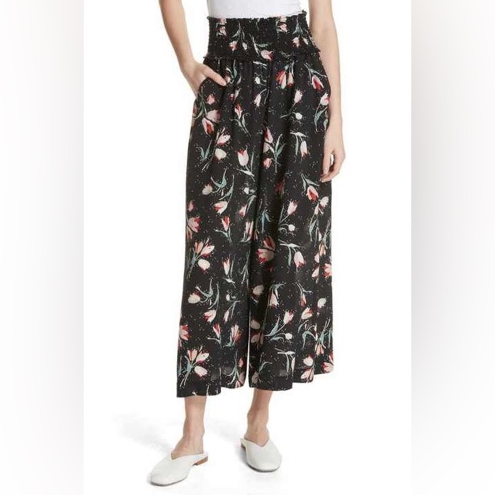 Rebecca Taylor- floral wide legged smocked trousers